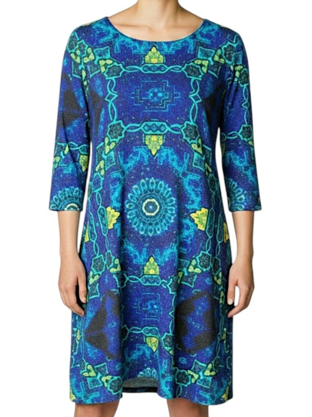 Plenty by Tracy Reese Multicolor Mandala Print Tunic Dress Women's Size M PETITE